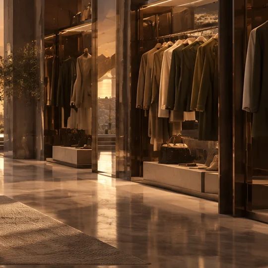 A wardrobe rail of neutral and olive tailoring